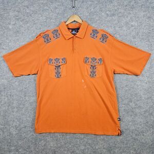 Knockout Denim Products Men's‎ Vintage Polo Shirt Size 3X Orange Patches STAINS